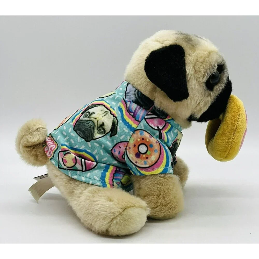 Gund Doug‎ The Pug Dog Plush Pink Donut Pug Life Shirt Stuffed Animal 8 inch